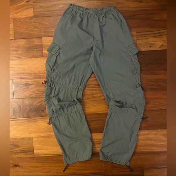 Grey Cargo Parachute Pants - Picture 2 of 4
